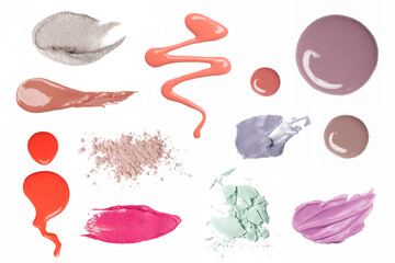 Set of make up samples isolated on white background. 
