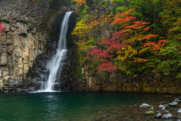 waterfall in the forest.Autumn