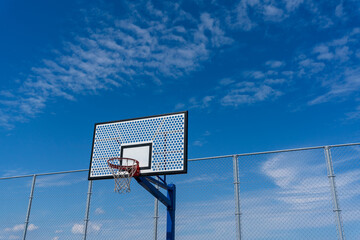 Basketball court where the blue sky shines