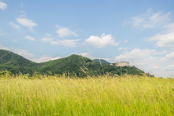 View between the fields on the Castelbrando in Cison di Valmarino, Treviso - Italy
