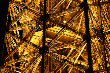 Close up of the construction of the eiffel tower in Paris