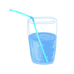 a glass of water with a drinking tube in a vector illustration