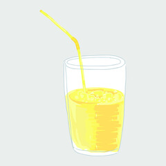 banana cocktail with a straw in vector illustration