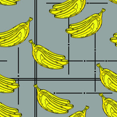 seamless pattern of a bunch of yellow bananas