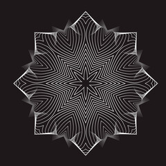 Intricate striped mandala on a black background 3 d image