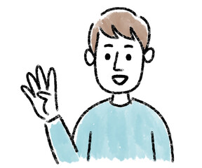 男性　若い　4 水彩　手描き
