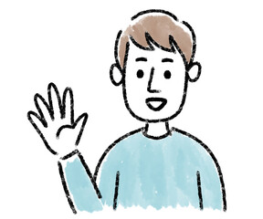 男性　若い　5　水彩　手描き
