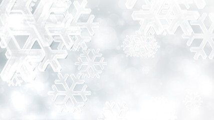 Christmas white gray snowflake with snow fall on winter background.