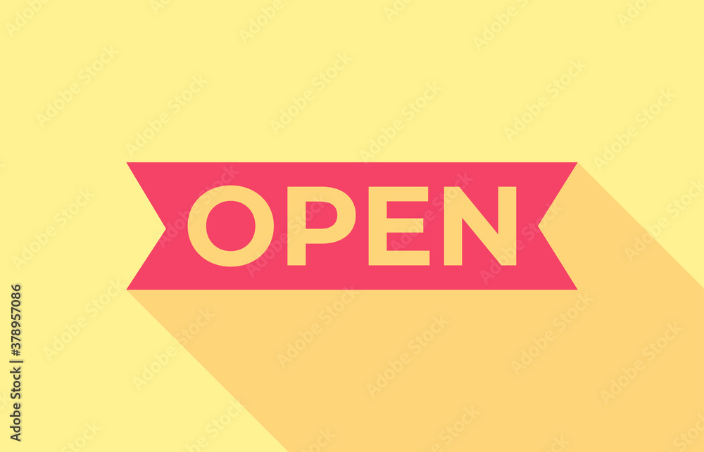 Poster hanging sign with text come in we're open icon isolated with long shadow. business theme for cafe or