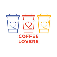 Coffee cup flat vector icon isolated on a white background.Valentine's day concept.Doodle cup.