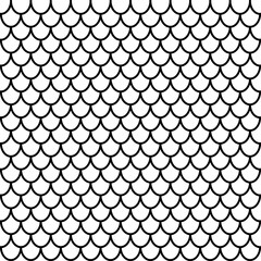 Japanese traditional ornament. Seamless pattern. Black and white fish scales. Vector illustration.