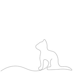Cat one line drawing on white background. Vector illustration
