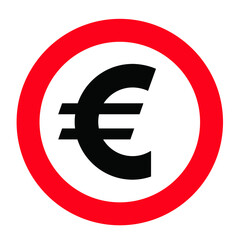 Prohibition, no money, no euro Fun vector donation sign Stop warning, do not banking Share Hand Don't give money cash Don't beg for money or give bribes No payment Do not giving Forbid no chass Mark