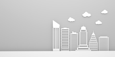 Obraz premium white paper skyscraper building modern city 3D