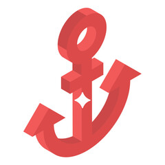 
Harbor tool boat anchor icon in isometric design 
