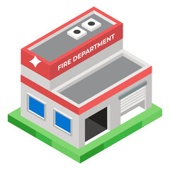 
Fire department vector in modern isometric style 

