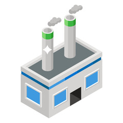 

A building with chimney, turbine in editable style 

