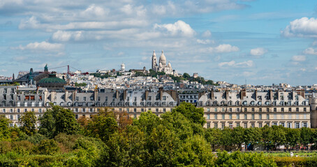 panorama landscape view of montmartre from Orsay museum, Paris, France