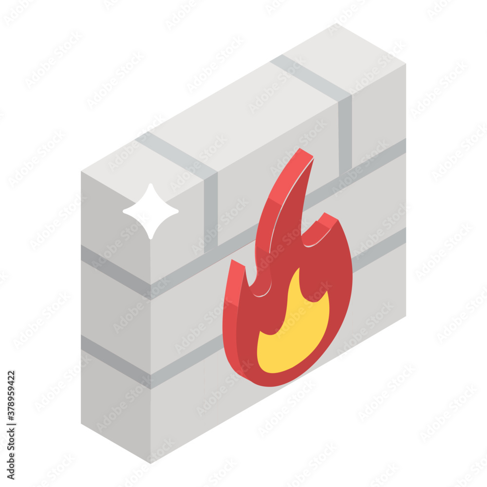 Canvas Prints a firewall icon in isometric style, network security system