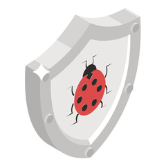 
Isometric design of antivirus shield icon.
