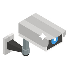 
A closed circuit television or cctv camera icon, isometric design of security camera 
