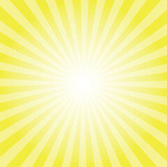 Obraz premium Sunburst background. Maximum yellow radiate sun beam burst effect. Sunbeam light flash boom. Sunrise glow burst. Solar radiance glare, retro design illustration.