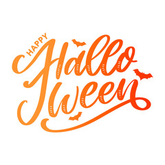 Halloween lettering greeting card calligraphy text brush black vector