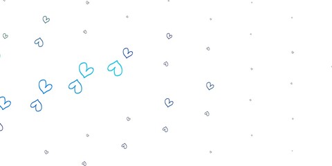 Light Blue, Green vector pattern with colorful hearts.