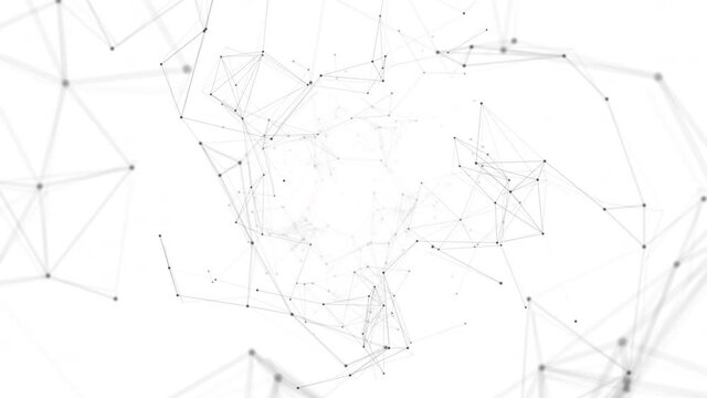 Network connected data nodes tunnel animation on white background. 4K Video data conceptual animation	
