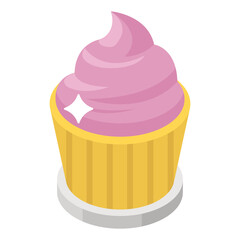 
Isometric vector design of small baked cupcake icon
