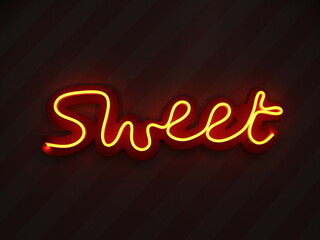 Sign "Sweet" with neon light
