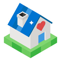 
Heart on building showing concept of love home icon
