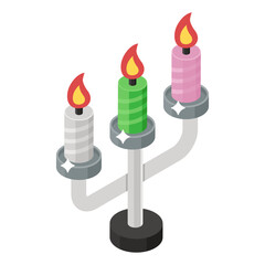 
Candle  icon in isometric style 
