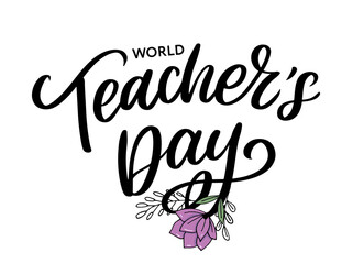 Happy Teacher's day inscription. Greeting card with calligraphy. Hand drawn lettering. Typography for invitation, banner, poster or clothing design. Vector quote.