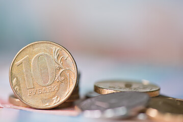 Money. Russian rubles coins and bills