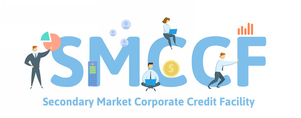 SMCCF, Secondary Market Corporate Credit Facility. Concept with keywords, people and icons. Flat vector illustration. Isolated on white.