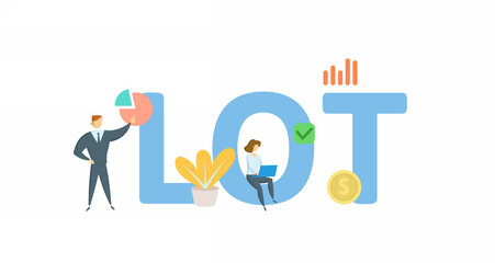 Lot. Concept with keyword, people and icons. Flat vector illustration. Isolated on white.