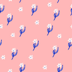 seamless floral pattern with white flowers with pink background vector. Creative design perfect for textile, wrapping wrap, stationary. vector illustration.