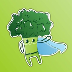 Broccoli characters vector illustration. Vintage vegetable poster design with vector broccoli character. Vector modern style flat line character cartoon illustration icon logo template design.