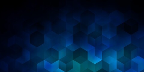 Obraz premium Dark BLUE vector backdrop with hexagons.