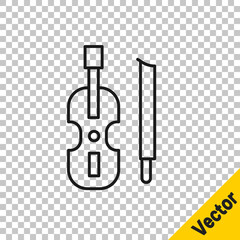 Black line Violin icon isolated on transparent background. Musical instrument. Vector.