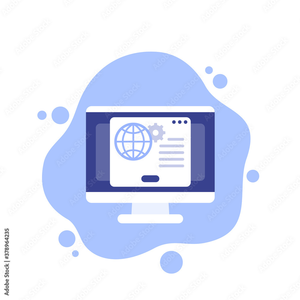 Poster network settings icon with computer