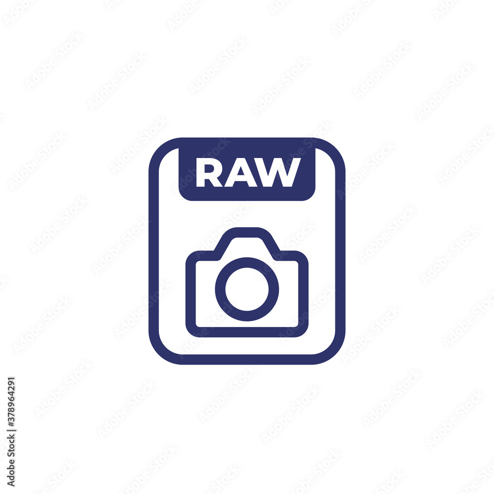 Poster raw file icon with camera