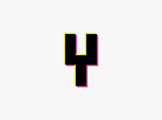 Obraz premium Y Letter font, vector desing alphabet. Dynamic, split-color, shadow of number pink and yellow on white background. For logo, social media,design elements, creative poster, etc.