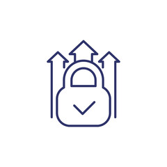 padlock and arrows line icon on white