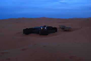 Dawn over nomad desert camp in Sahara, Morocco