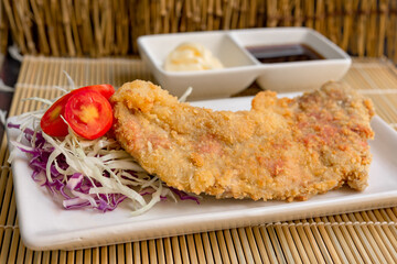 Tonkatsu,Japanese style Pork Cutlet deep fried pork or tonkatsu set