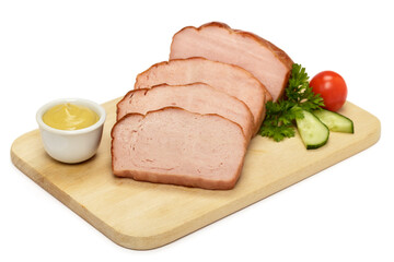 Gebackener Leberkäs und Senf