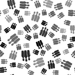 Fototapeta premium Black Bowling pin icon isolated seamless pattern on white background. Vector Illustration.