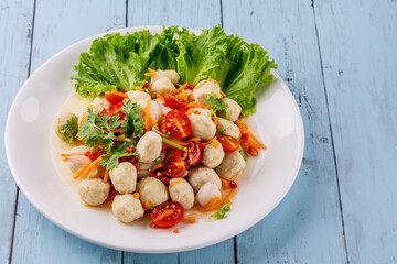 Pork ball spicy salad tasty food